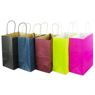 Simple design paper twisted handle brown and white kraft plain paper bags for food