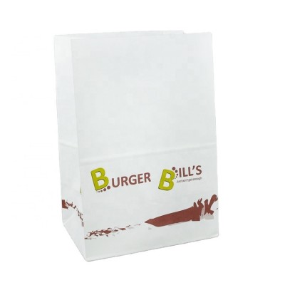 High quality fast food packaging white kraft paper burger paper bag