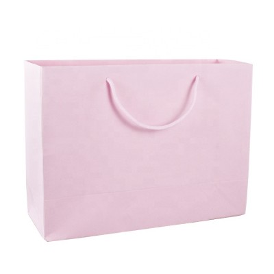 Customized logo new products pink women clothes paper bags with cotton handles