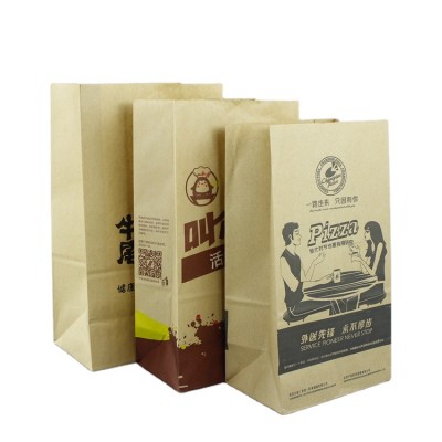 Wholesales take away fast food kraft paper bags pizza carry bag