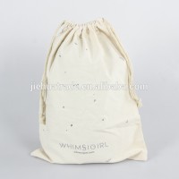 100% recycled organic cotton canvas calico drawstring bag with printing