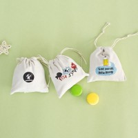 Wholesale Christmas Stocking Cotton Fabric Drawstring Bag Coin Key Pouch