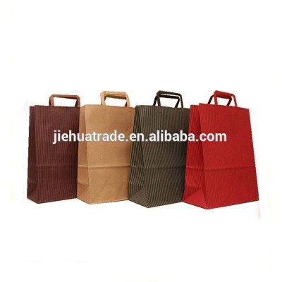 Best selling in US eco-friendly brown kraft paper bag with flat handle 100% manufacturer