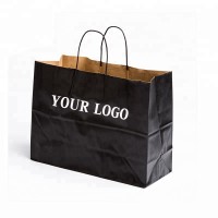 black printed kraft paper shopping bags with handle